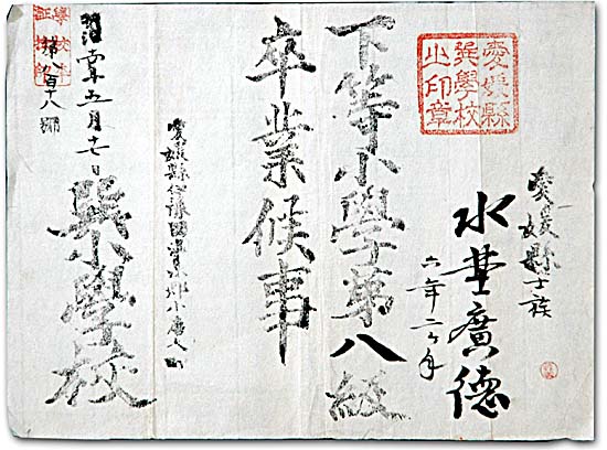 巽小学校　下等小学校第八級卒業証明書　明治１４年の写真